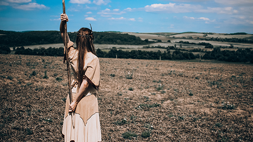 Woman with stick